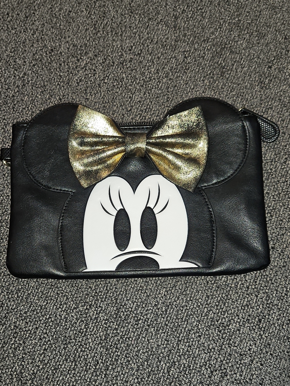 DISNEY Black Minnie-Inspired Wristlet with Gold Bow Accent
